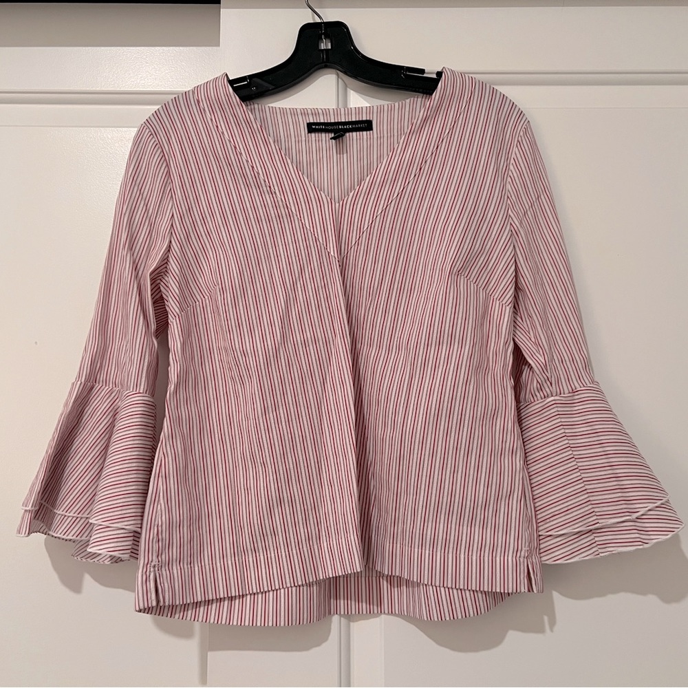 White House Black Market Flutter-Sleeve Career Blouse | Size 8 fits like Small